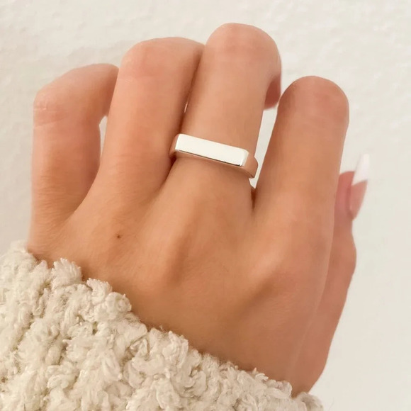 925 Sterling Silver Bar Ring Minimalist Ring Band Dainty Ring Silver Bar Ring - Picture 2 of 9
